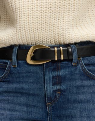 Big Buckle Leather Belt in Black