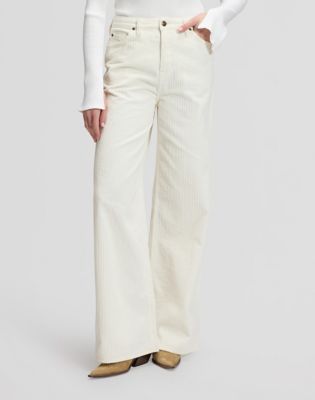 Stella Wide Leg Corduroy Trousers in Ecru