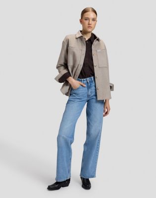 Relaxed Utility Overshirt in Warm Gray Heather