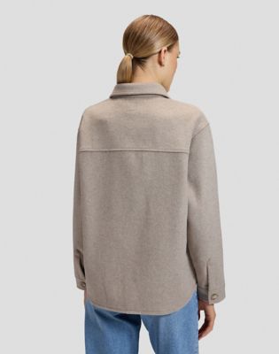 Relaxed Utility Overshirt in Warm Gray Heather