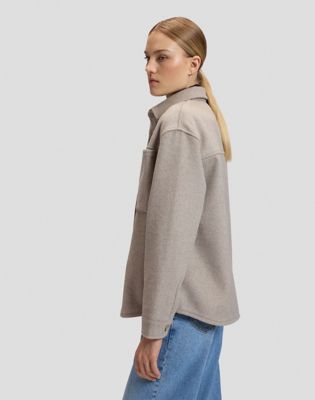 Relaxed Utility Overshirt in Warm Gray Heather