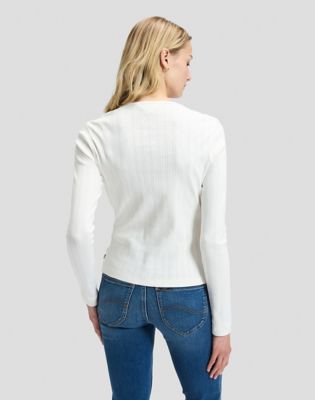 Slim Knit Cardigan in Ecru