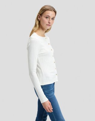 Slim Knit Cardigan in Ecru