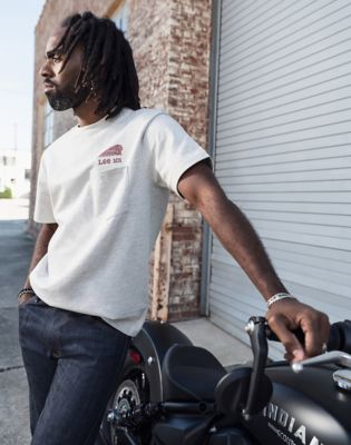 Lee X Indian Motorcycle 101 Tee in Oatmeal Heather Grey