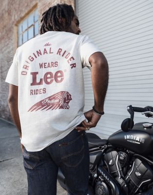 Lee X Indian Motorcycle 101 Tee in Oatmeal Heather Grey