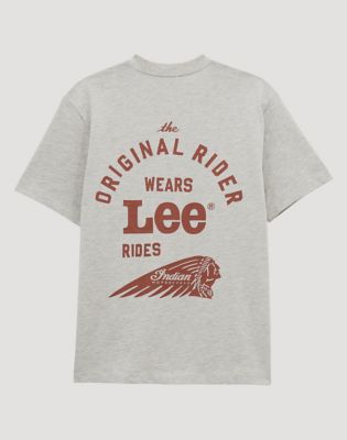 Lee X Indian Motorcycle 101 Tee in Oatmeal Heather Grey