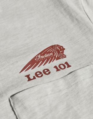 Lee X Indian Motorcycle 101 Tee in Oatmeal Heather Grey