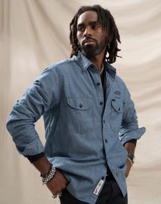 Lee X Indian Motorcycle Ls Workshirt in Bluechambray