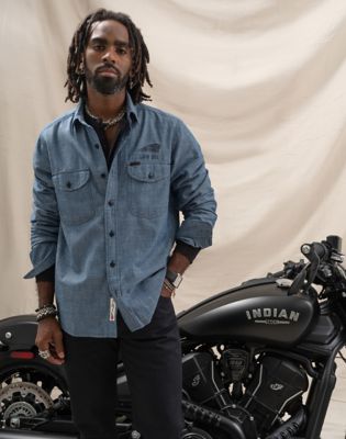 Lee X Indian Motorcycle Ls Workshirt in Bluechambray