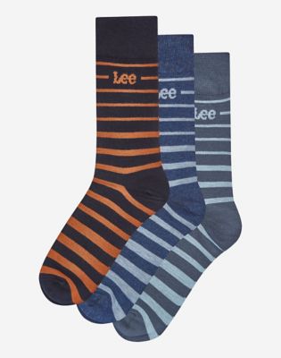 3-Pack Socks in Navy Acorn Blue Stripes