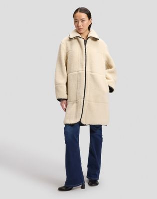 Relaxed Teddy Coat in Warm Ecru