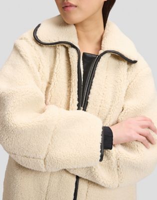 Relaxed Teddy Coat in Warm Ecru