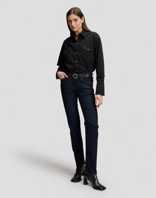 Leather Circle Buckle Belt in Black