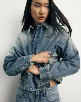Two Toned Denim Jacket in Mid Shade