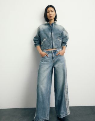 Two Toned Denim Jacket in Mid Shade