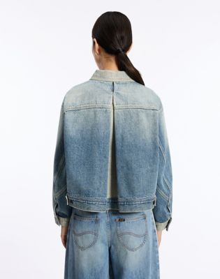 Two Toned Denim Jacket in Mid Shade
