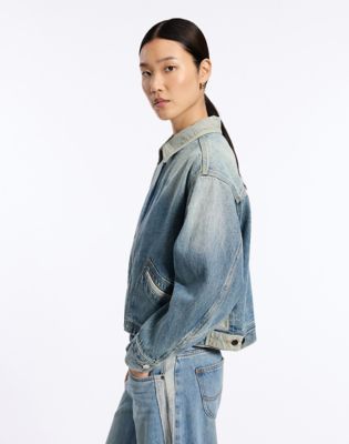 Two Toned Denim Jacket in Mid Shade