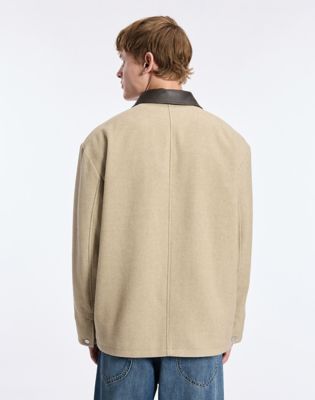 Long Sleeve Wool Jacket in Khaki