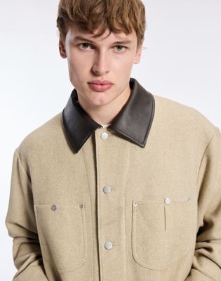 Long Sleeve Wool Jacket in Khaki
