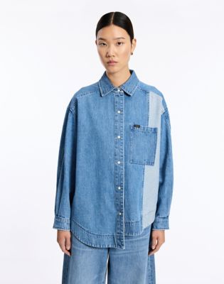 Two Toned Denim Shirt in Mid Shade