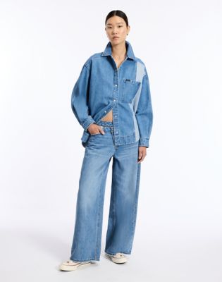 Two Toned Denim Shirt in Mid Shade
