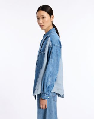 Two Toned Denim Shirt in Mid Shade
