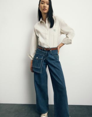 Front Flap Pocket Jean in Mid Shade