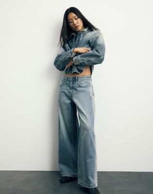 Two Toned Slouchy Jean in Light Shade