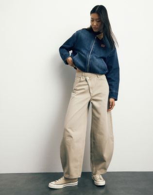 Asymmetric Barrel Trousers in Khaki