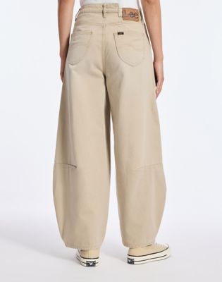 Asymmetric Barrel Trousers in Khaki
