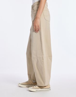 Asymmetric Barrel Trousers in Khaki
