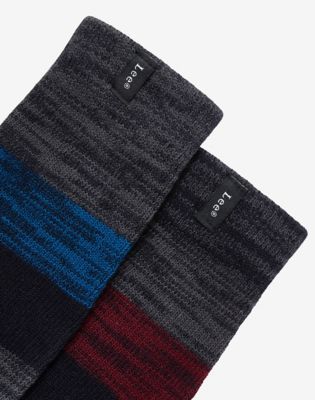 2-Pack Boot Socks in Cobalt & Violet Stripes