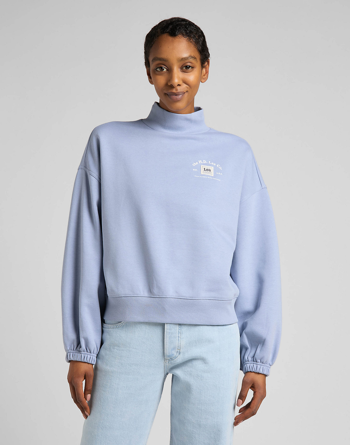 Highneck Volume Sleeve in Parry Blue main view