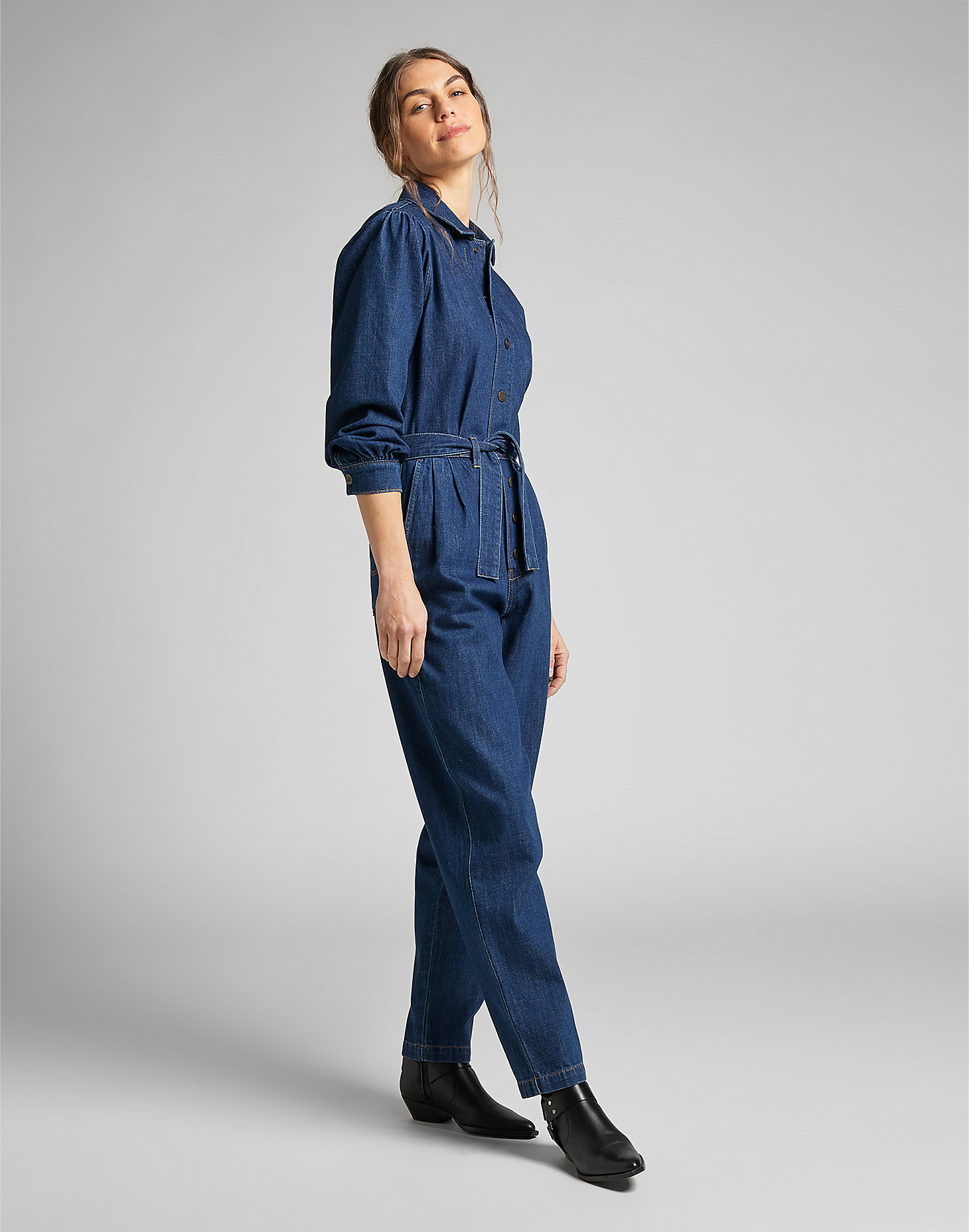Pleated Overall in Rinse alternative view 3