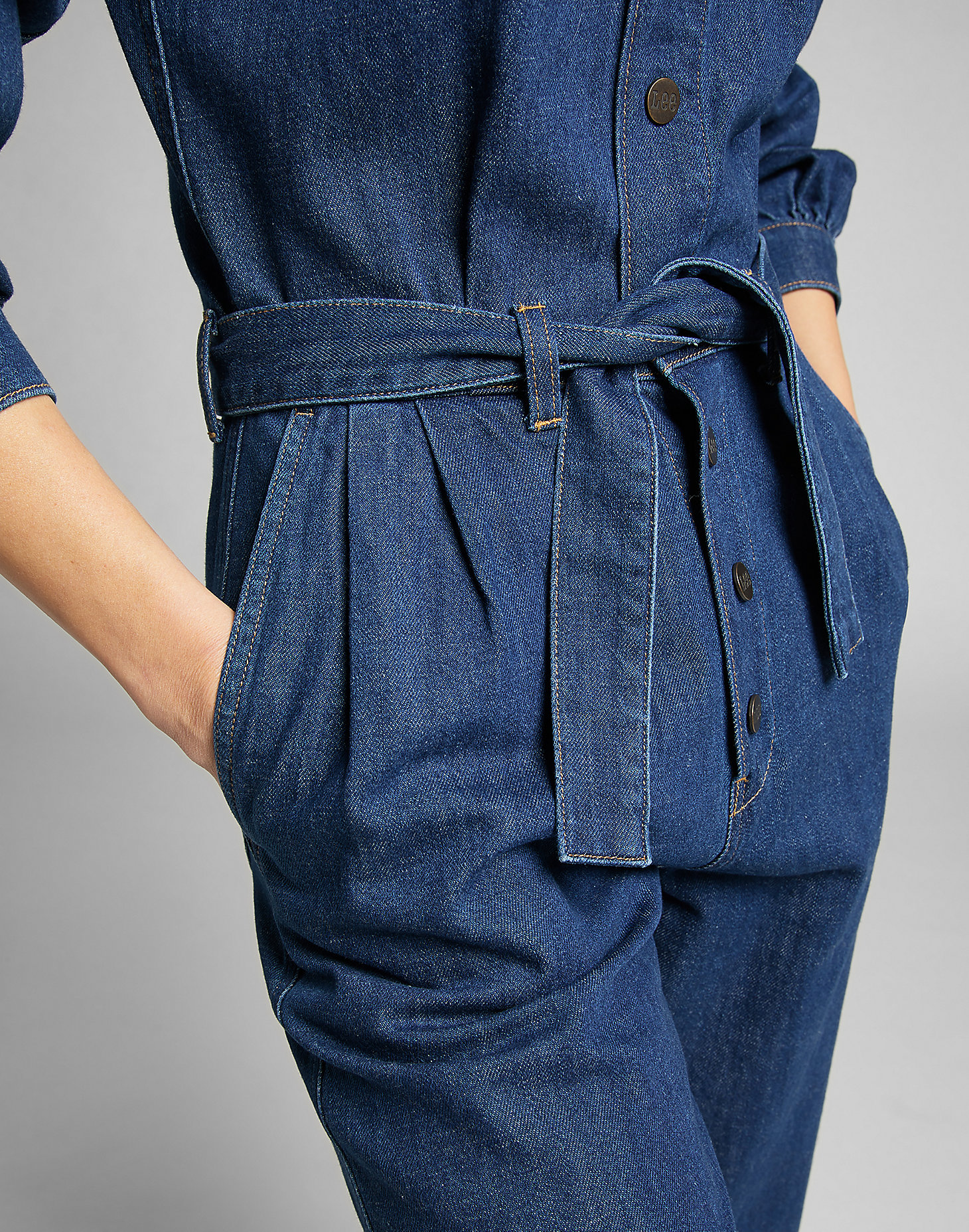 Pleated Overall in Rinse alternative view 4