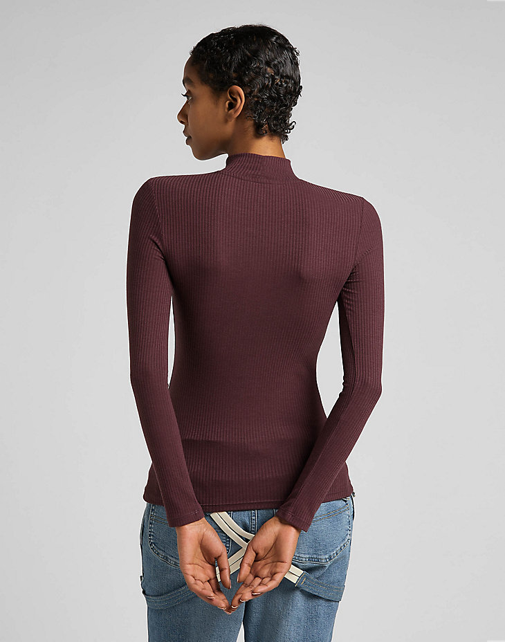 Ribbed Long Sleeve Striped Tee in Boysenberry alternative view