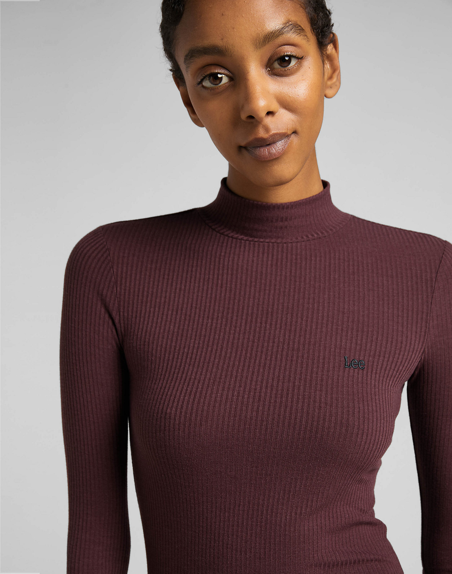 Ribbed Long Sleeve Striped Tee in Boysenberry alternative view 4