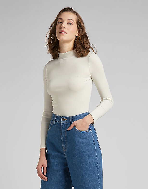 Ribbed Long Sleeve Tee in Workwear White
