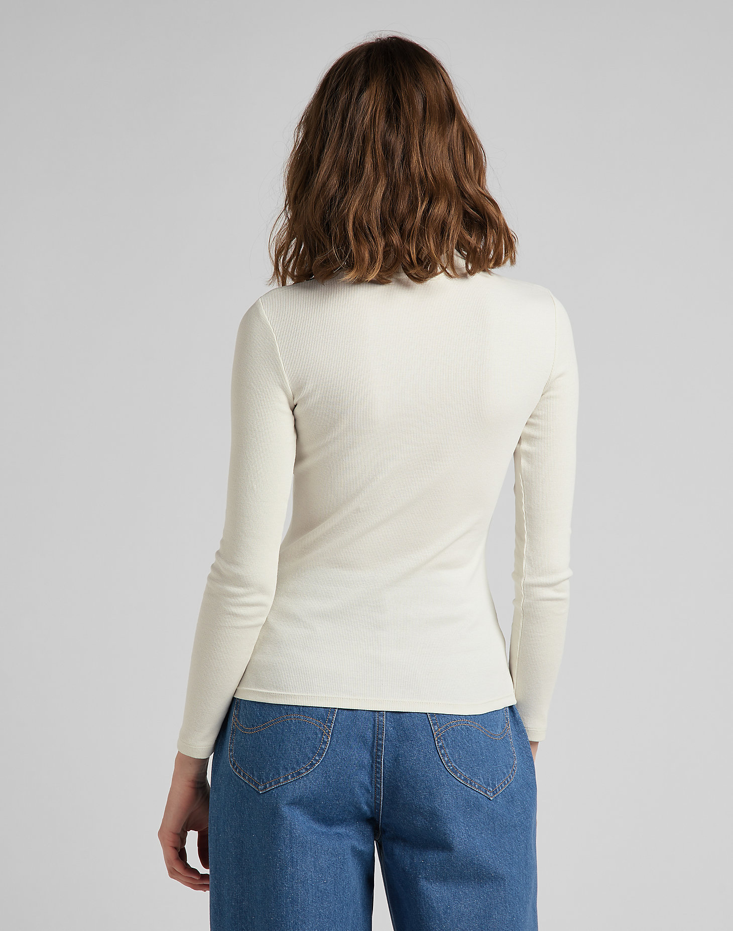Ribbed Long Sleeve Tee in Workwear White alternative view 1