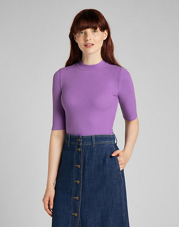 Ribbed Tee in Amethyst Orchid