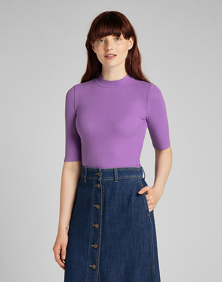 Ribbed Tee in Amethyst Orchid main view