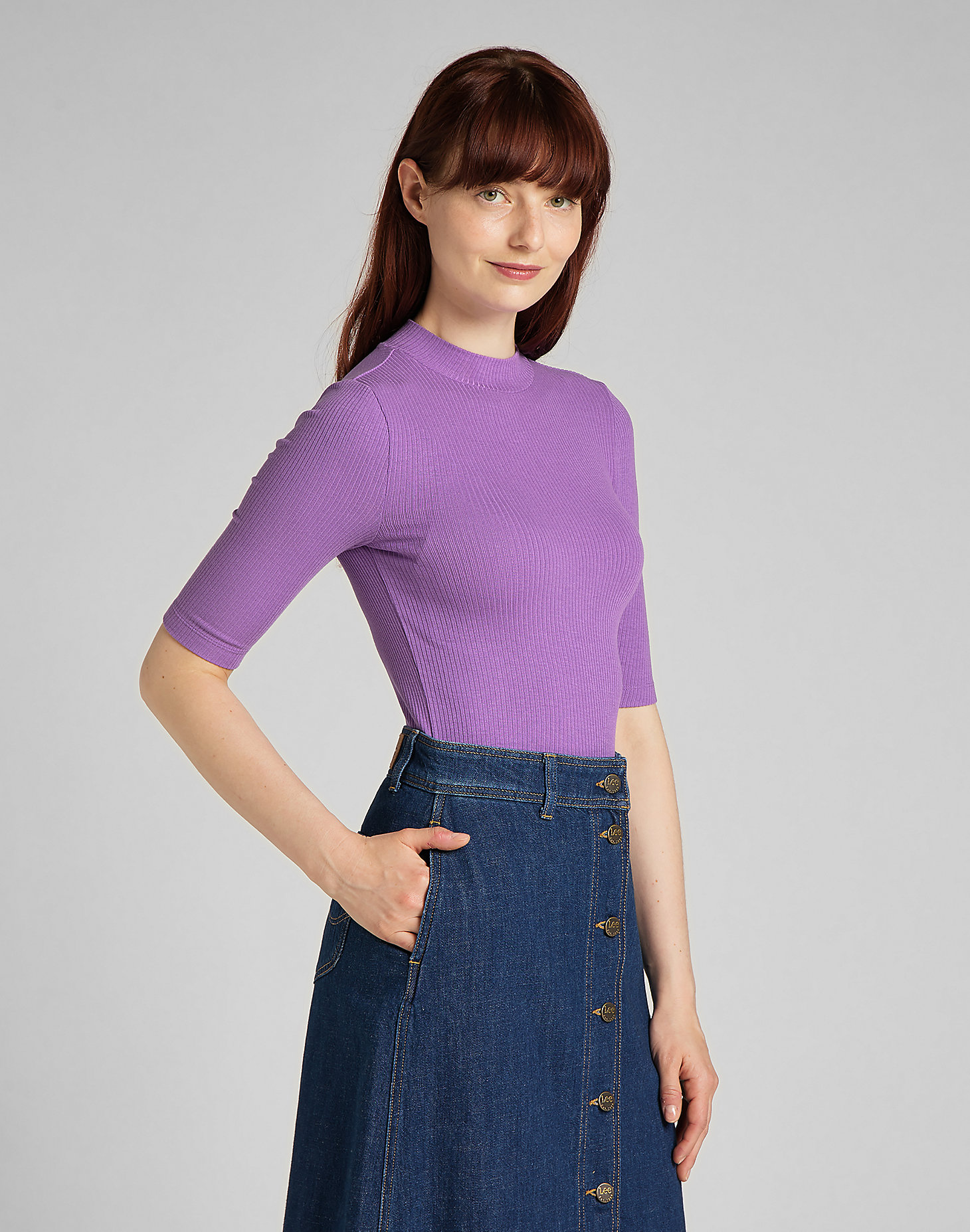 Ribbed Tee in Amethyst Orchid alternative view 3