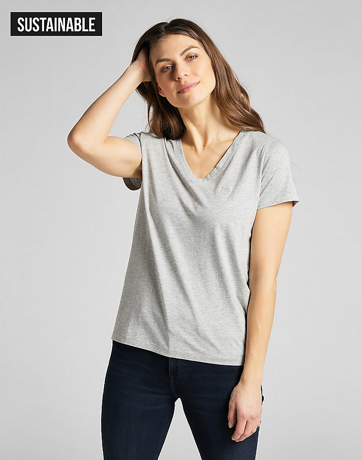 V Neck Tee in Grey Mele main view