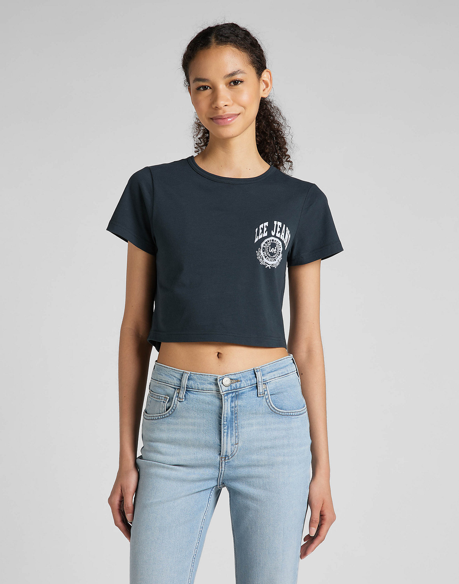 Shrunken Cropped Tee in Charcoal main view