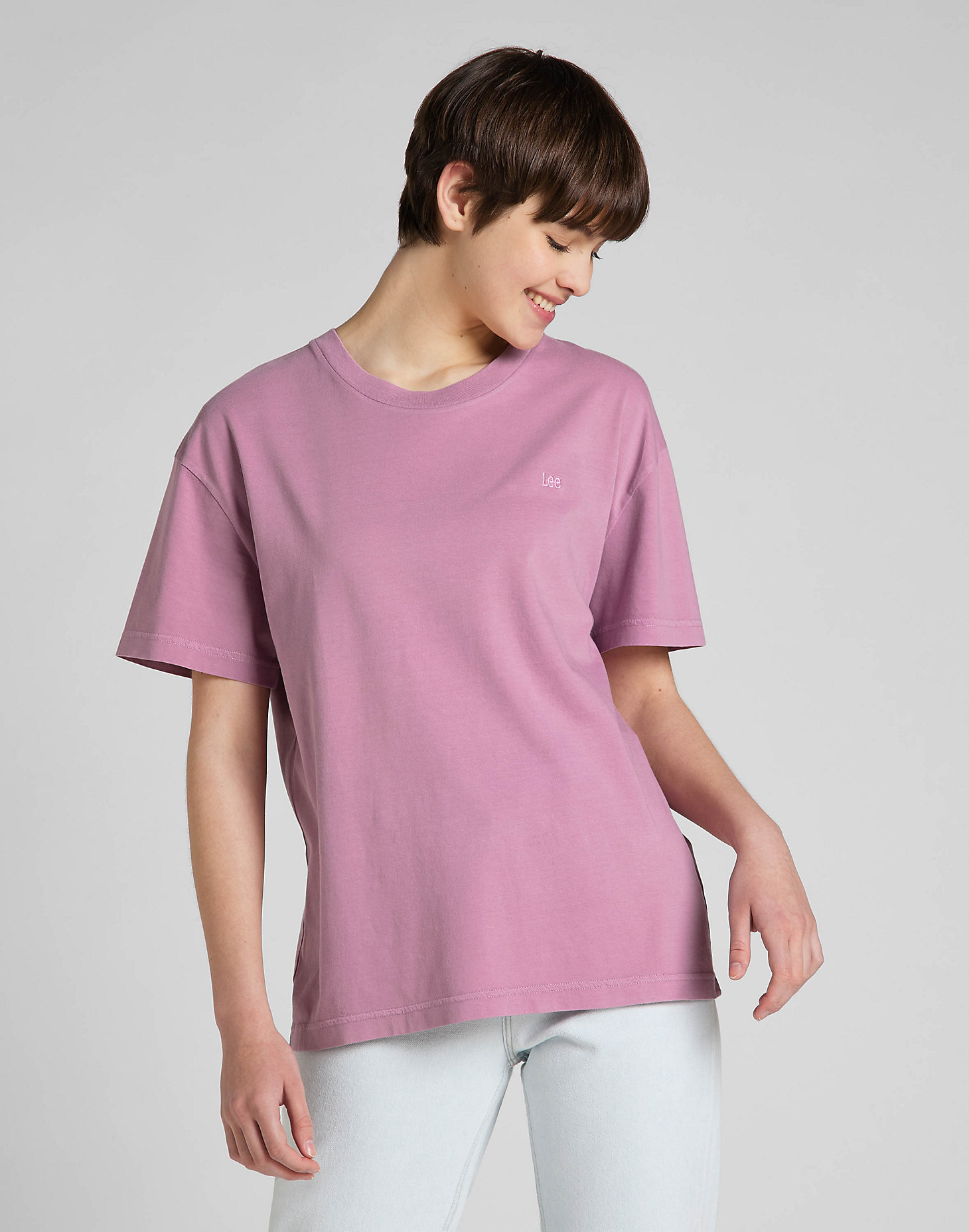 Plain Crew Neck Tee in Pansy main view