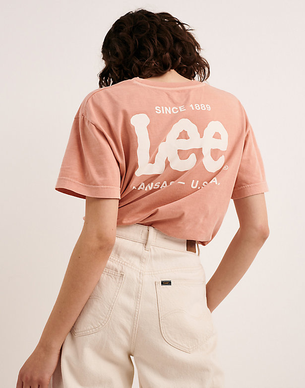 Crew Neck Tee in Bright Coral