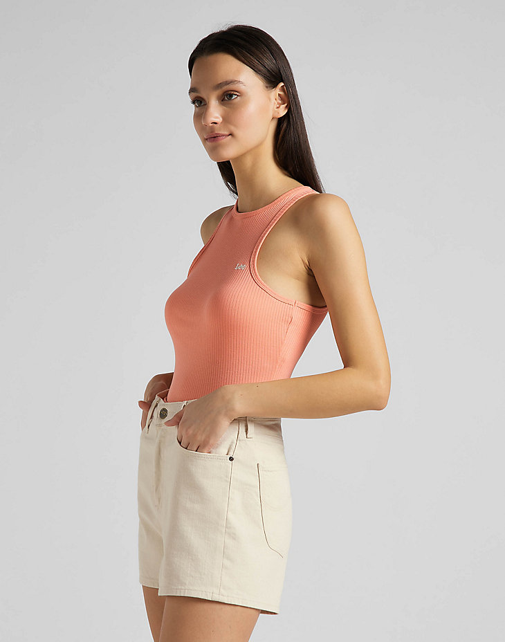 Ribbed Tank in Bright Coral alternative view 3