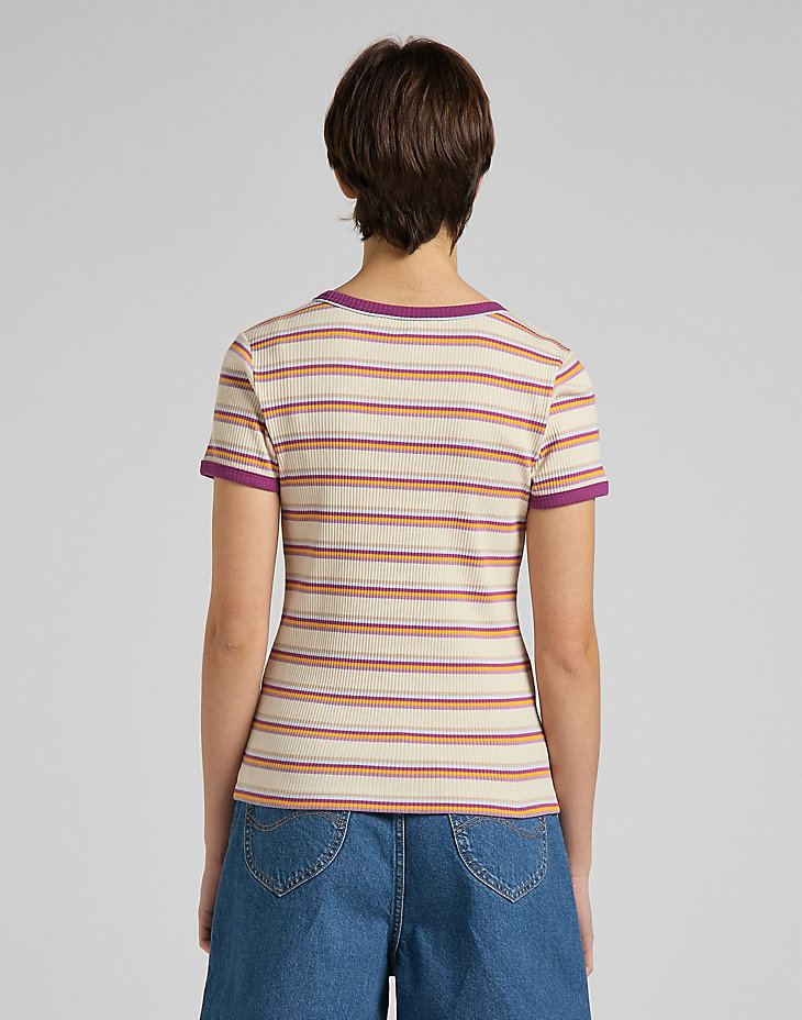 Striped Ribbed Tee in Golden Beam alternative view 2