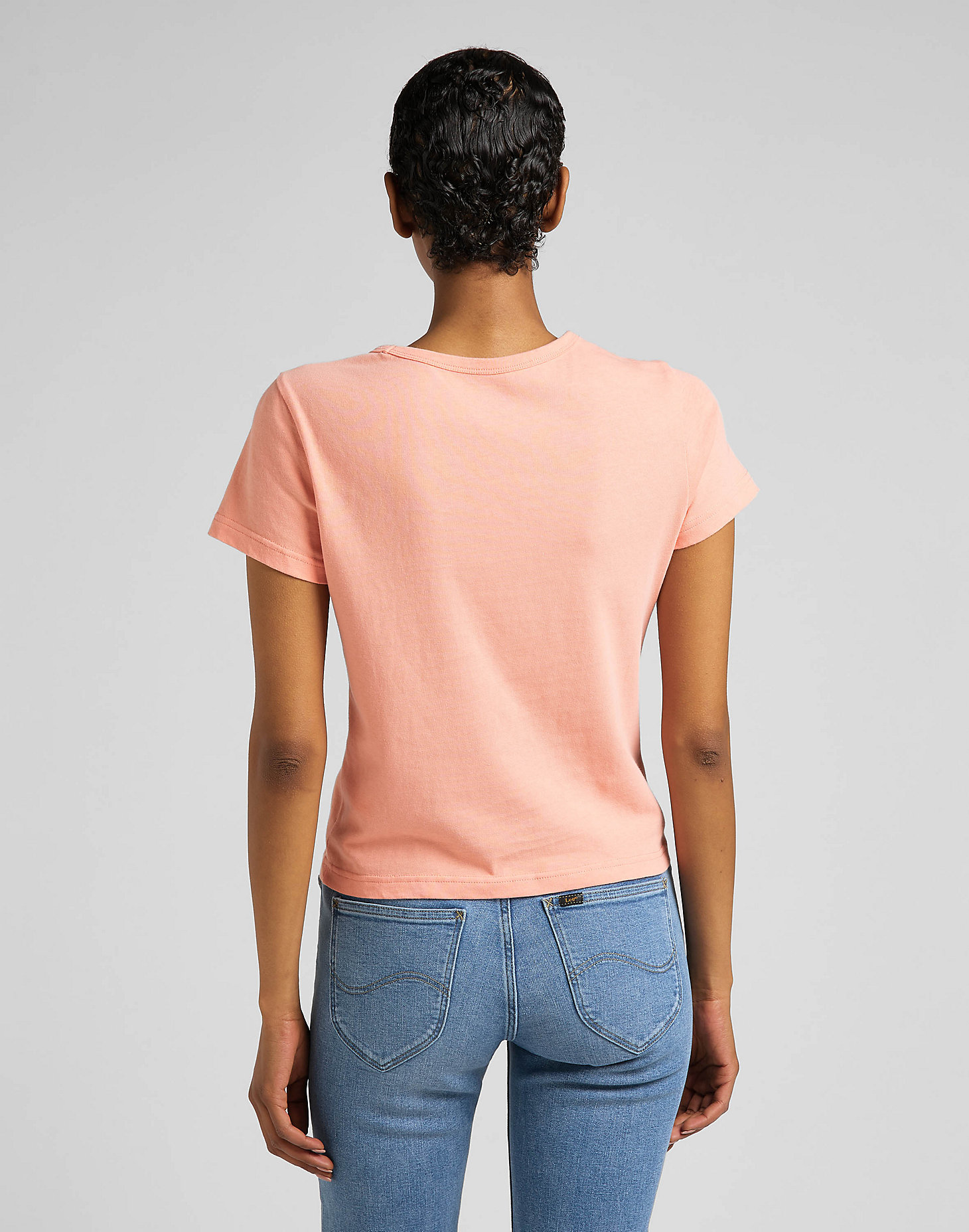 Slim Cropped Tee in Bright Coral alternative view 1
