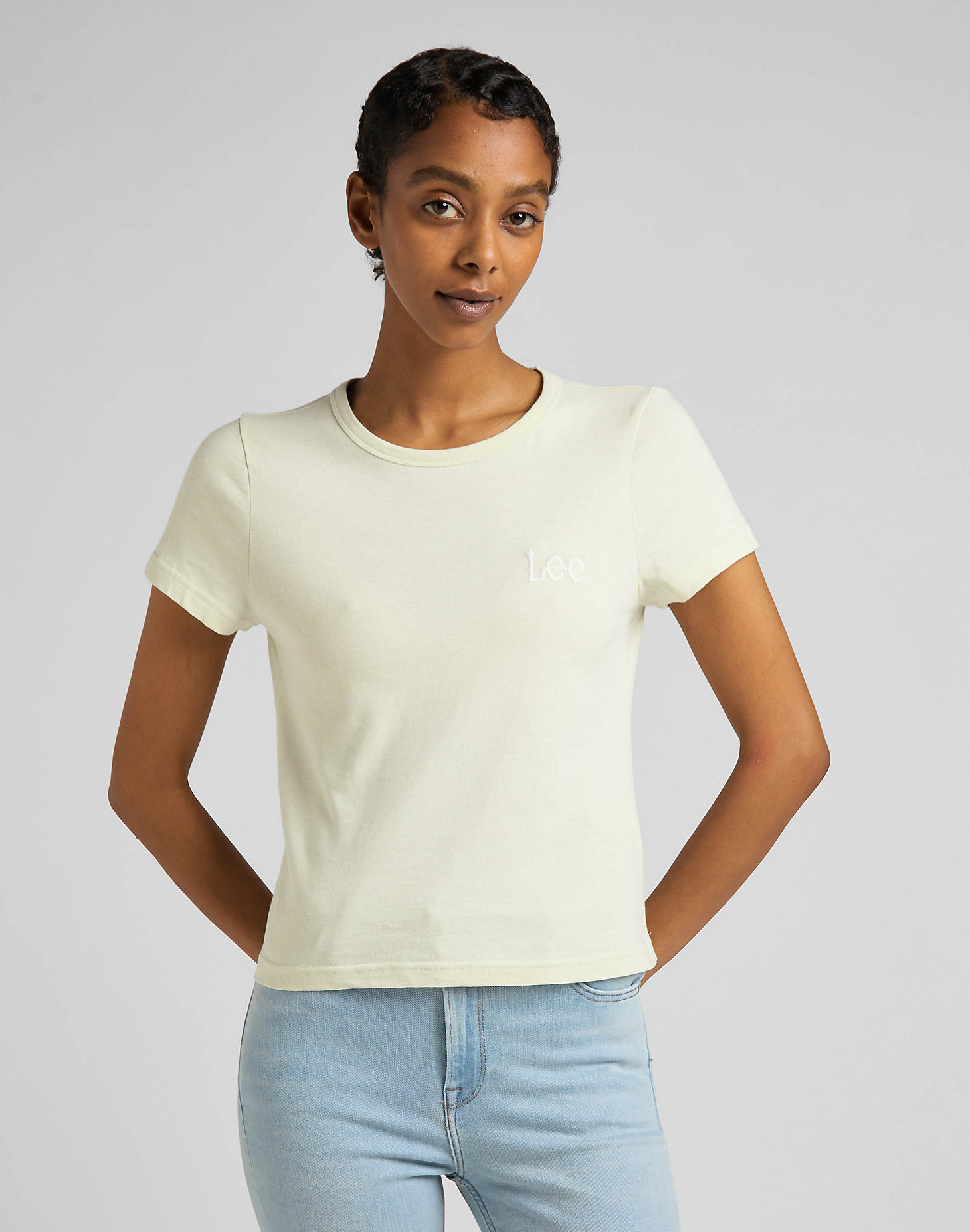 Slim Cropped Tee in Canary Green main view